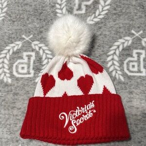 Victoria's Secret Kids Red and White Heart Beanie